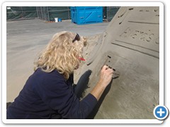 Marianne working on a logo